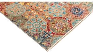Tappeto Floralia Geometrico Rosso Mattone Celeste 199x295 Cm