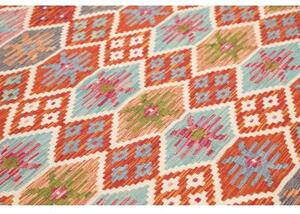 Tappeto Kilim Geometrico Rosso Mattone Celeste 173x250 Cm