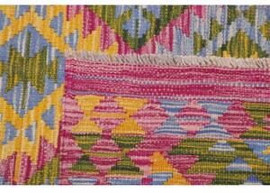 Tappeto Kilim Geometrico Giallo Senape Rosa Ciclamino 171x241 Cm