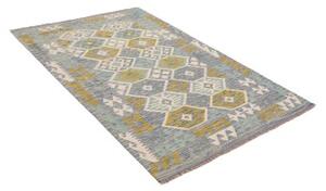 Tappeto Kilim Geometrico Azzurro Giallo Senape 127x188 Cm