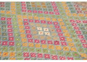Tappeto Kilim Stilizzato Azzurro Marrone 175x243 Cm