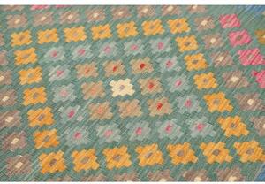 Tappeto Kilim Stilizzato Verde Petrolio Multicolore 132x178 Cm