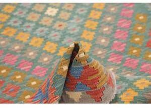 Tappeto Kilim Stilizzato Verde Petrolio Multicolore 132x178 Cm