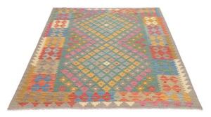 Tappeto Kilim Stilizzato Verde Petrolio Multicolore 132x178 Cm