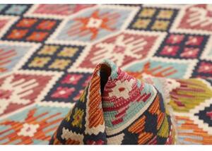 Tappeto Kilim Geometrico Blu Scuro Rosso 166x252 Cm