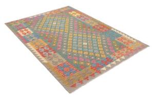 Tappeto Kilim Stilizzato Verde Petrolio Multicolore 132x178 Cm
