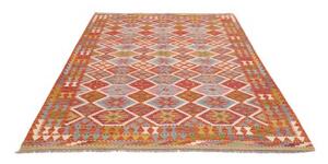 Tappeto Kilim Geometrico Rosso Mattone Celeste 173x250 Cm