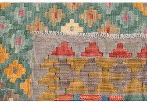 Tappeto Kilim Stilizzato Verde Petrolio Multicolore 132x178 Cm