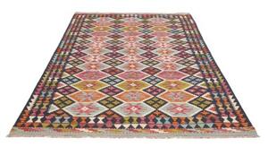 Tappeto Kilim Geometrico Blu Scuro Rosso 166x252 Cm
