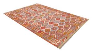 Tappeto Kilim Geometrico Rosso Mattone Celeste 173x250 Cm