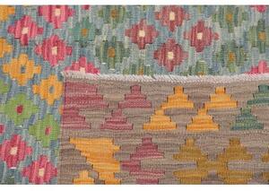 Tappeto Kilim Stilizzato Azzurro Marrone 175x243 Cm