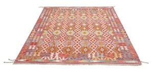 Tappeto Kilim Geometrico Rosso Multicolore 151x200 Cm