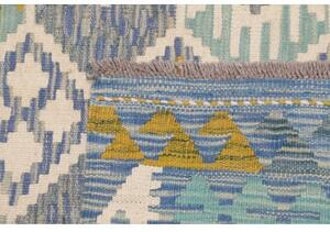 Tappeto Kilim Geometrico Azzurro Giallo Senape 127x188 Cm