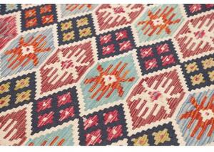 Tappeto Kilim Geometrico Blu Scuro Rosso 166x252 Cm