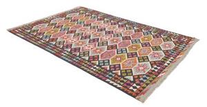 Tappeto Kilim Geometrico Blu Scuro Rosso 166x252 Cm