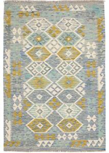 Tappeto Kilim Geometrico Azzurro Giallo Senape 127x188 Cm