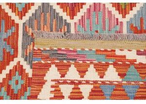 Tappeto Kilim Geometrico Rosso Mattone Celeste 173x250 Cm