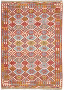 Tappeto Kilim Geometrico Rosso Mattone Celeste 173x250 Cm