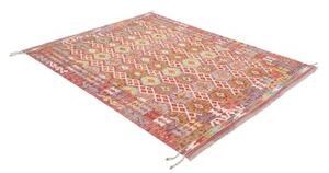 Tappeto Kilim Geometrico Rosso Multicolore 151x200 Cm