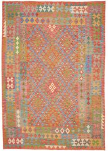 Tappeto Kilim Geometrico Arancione Azzurro 203x291 Cm