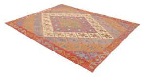 Tappeto Kilim Geometrico Rosso Beige 189x240 Cm