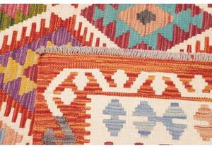 Tappeto Kilim Geometrico Rosso Avorio 203x301 Cm