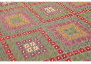 Tappeto Kilim Stilizzato Grigio Multicolore 202x298 Cm