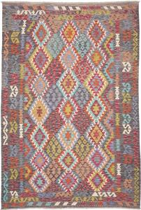Tappeto Kilim Geometrico Grigio Scuro Multicolore 200x295 Cm