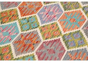 Tappeto Kilim Stilizzato Verde Oliva Multicolore 179x249 Cm