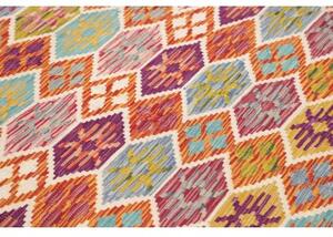 Tappeto Kilim Geometrico Terracotta Azzurro 176x257 Cm