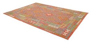 Tappeto Kilim Geometrico Arancione Azzurro 203x291 Cm
