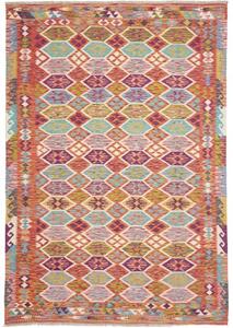 Tappeto Kilim Geometrico Terracotta Azzurro 176x257 Cm