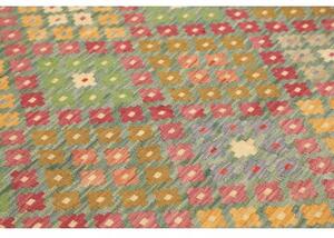 Tappeto Kilim Stilizzato Verde Multicolore 176x247 Cm