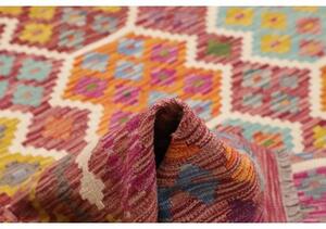 Tappeto Kilim Stilizzato Rosso Porpora Multicolore 201x294 Cm
