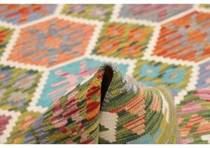 Tappeto Kilim Stilizzato Verde Oliva Multicolore 179x249 Cm