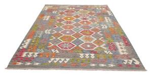Tappeto Kilim Geometrico Grigio Multicolore 183x250 Cm