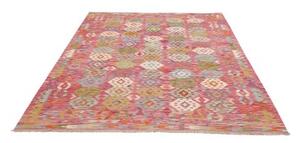 Tappeto Kilim Geometrico Rosso Avorio 180x247 Cm