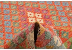 Tappeto Kilim Geometrico Arancione Azzurro 203x291 Cm
