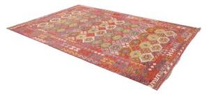 Tappeto Kilim Stilizzato Rosso Mattone Giallo Senape 203x298 Cm