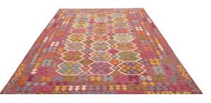 Tappeto Kilim Stilizzato Rosso Porpora Multicolore 201x294 Cm