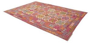 Tappeto Kilim Stilizzato Rosso Porpora Multicolore 201x294 Cm