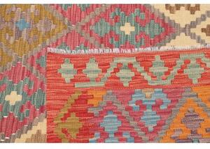 Tappeto Kilim Geometrico Rosso Beige 189x240 Cm