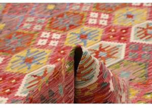 Tappeto Kilim Stilizzato Rosso Mattone Giallo Senape 203x298 Cm