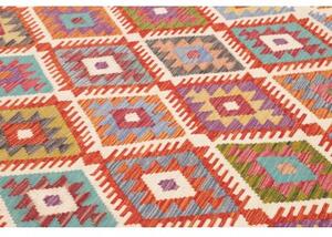 Tappeto Kilim Geometrico Rosso Avorio 203x301 Cm