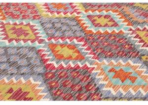 Tappeto Kilim Geometrico Grigio Scuro Multicolore 200x295 Cm