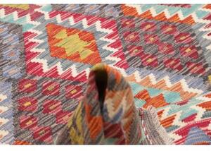 Tappeto Kilim Geometrico Grigio Scuro Multicolore 200x295 Cm