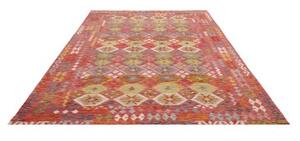 Tappeto Kilim Stilizzato Rosso Mattone Giallo Senape 203x298 Cm