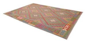 Tappeto Kilim Stilizzato Grigio Multicolore 202x298 Cm