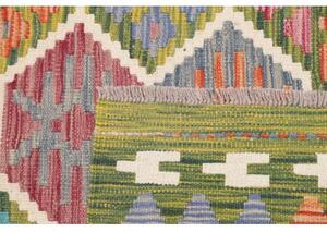 Tappeto Kilim Stilizzato Verde Oliva Multicolore 179x249 Cm