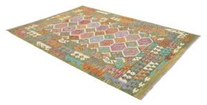 Tappeto Kilim Stilizzato Verde Oliva Multicolore 179x249 Cm